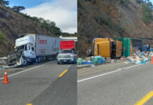 Chocan tráiler y torton en la autopista; hay afectación vial
