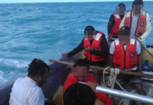 4 pescadores de las Salinas del Marqués, se llevarón el susto de su vida, al voltearse la lancha donde viajaban