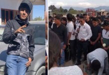 Durante sepelio, director de escuela de Oaxaca le canta canción a su alumno de 16 años, fallecido en accidente