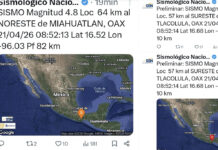 Con un segundo de diferencia, reportan en Oaxaca dos sismos esta mañana: uno de 5.2 grados en Valles Centrales y otro de 4.8 en la Sierra Sur; no hay afectaciones hasta el momento